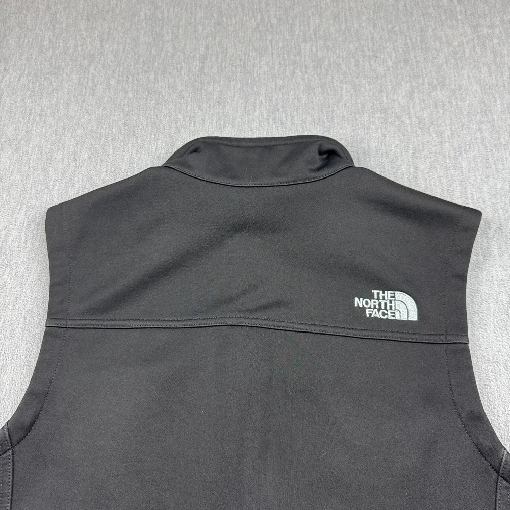 The North Face Vest Mens Medium Black Ridgewall Softshell Full Zip Windwall Logo